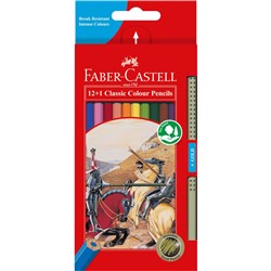 FABER COLOUR PENCIL CLASSIC ASSTD  WITH GOLD PENCIL (12)