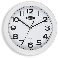 CARVEN WALL CLOCK 250mm White Frame 