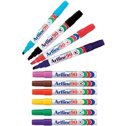 Artline 90 Permanent Markers Chisel Assorted Colours Pack Of 12