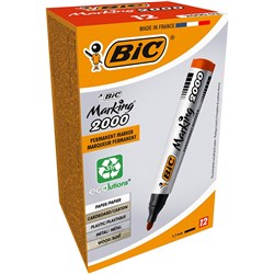 Bic 2000 Marking Permanent Markers Bullet Red Pack Of 12