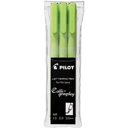 Pilot Lettering Pen Swn-Drl-S3N-B Pen Black Assorted Nib Pack 3