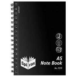 SPIRAX P570 POLYPROPELENE NOTEBOOK SIDE OPENING A5 BLACK200P