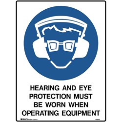 Brady Mandatory Sign Hearing And Eye 450X600Mm Metal