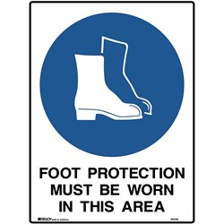 Brady Mandatory Sign Foot Protection Be Worn 450X600Mm Polypropylene