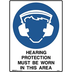 Brady Mandatory Sign Hearing Protection 450X600Mm Polypropylene