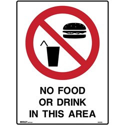 Brady Prohibition Sign  No Food 450X600Mm Polypropylene