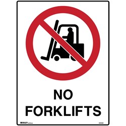 Brady Prohibition Sign  No Forklifts 450X600Mm Metal