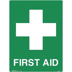 Brady Emergency Sign First Aid 600X450Mm Metal