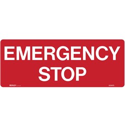 Brady Emergency Sign Emergency Stop 180X450Mm Metal