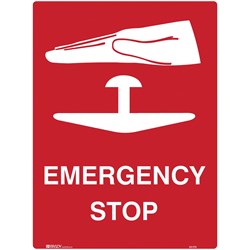 Brady Emergency Sign Emergency Stop 600X450Mm Metal