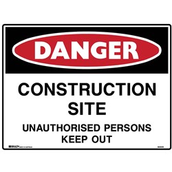 Brady Danger Sign Construction Site Polypropylene