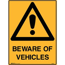 Brady Warning Sign Beware Of Vehicles 600X450Mm Polypropylene