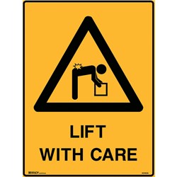 Brady Warning Sign Lift With Care 600X450Mm Polypropylene