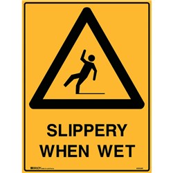 Brady Warning Sign Slippery When Wet 600X450 Metal