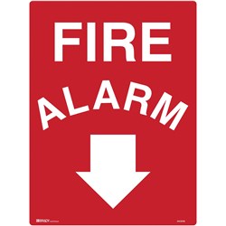 Brady Fire Sign Fire Alarm With Arrow Down Metal