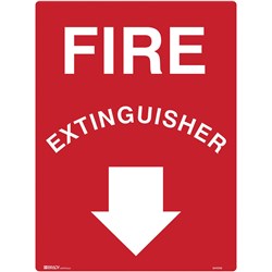 Brady Fire Sign Fire Extinguisher With Arrow Metal