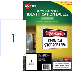 Avery Industrial Labels Heavy Duty L7067 White Pack of 10