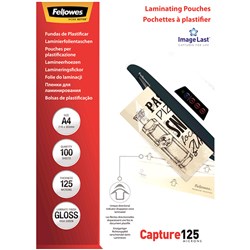 Fellowes Laminating Pouches A4 125 Micron Pack of 100