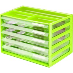 Italplast Document Cabinet A4 5 Drawer Landscape Lime
