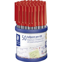 Staedtler 430 Ballpoint Pen 1.0Mm Red - Pack Of 50