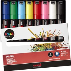 UNI-BALL POSCA POSTER MARKER 8.0mm Chisel Tip Pack of 8