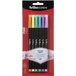 Artline Supreme Fineliner Pens 0.4Mm Pastel Assorted Colours Pack Of 6