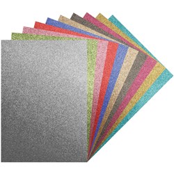 Zart Iron On Sheets Assorted Glitter Colours A4 Pack Of 10