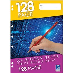 SOVEREIGN A4 BINDER BOOK 8MM Ruled 128 Page 