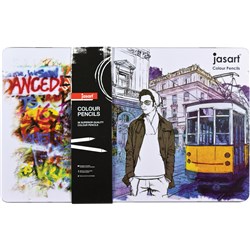 Jasart Colour Pencil Design Tin Of 36