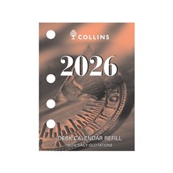 Collins Desk Calendar Refill Side Punch 100X75Mm Quarto White