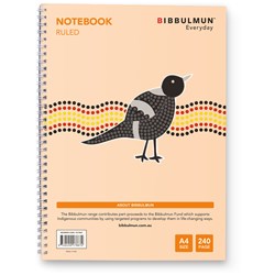 BIBBULMUN SPIRAL NOTEBOOK A4 7MM 240 PAGE SIDE BOUND