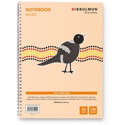 BIBBULMUN SPIRAL NOTEBOOK A4 7MM 120 PAGE SIDE BOUND