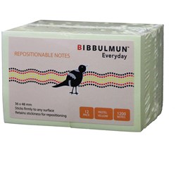 BIBBULMUN POST IT NOTES 36*48MMM YELLOW PK12