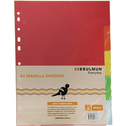 Bibbulmun Manilla Divider A4 5 Tab Brights