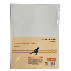 Bibbulmun Manilla Divider A4 5 Tab White Unpunched