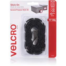 Velcro Brand Hook & Loop Dots Stick On 22Mm 40 Dots Black