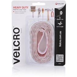 Velcro Brand Hook & Loop Tape Heavy Duty 25Mm X 1M White